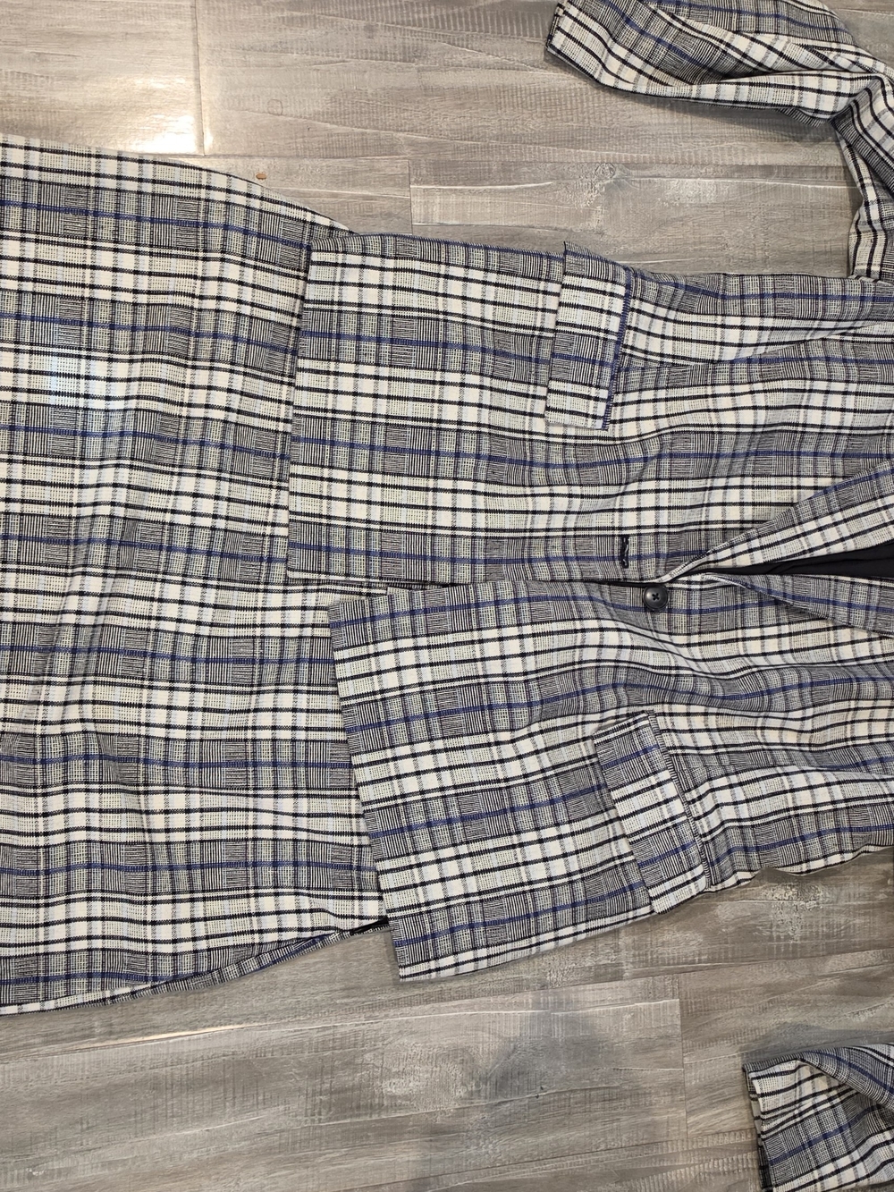 Nine West White and Blue Plaid Sport Coat
